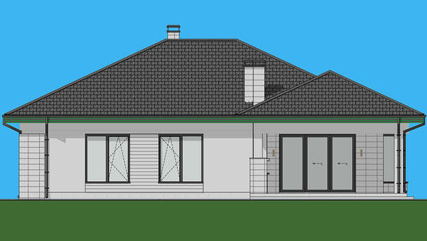 Visualization gallery - The project of a comfortable one-story house with an area of 172 sq. M. With a decor of gray stone and wooden panels