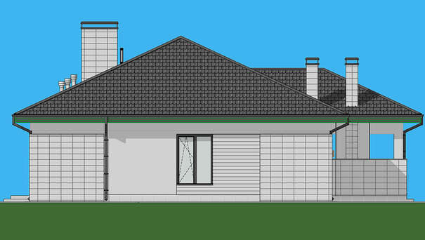 Visualization gallery - The project of a comfortable one-story house with an area of 172 sq. M. With a decor of gray stone and wooden panels