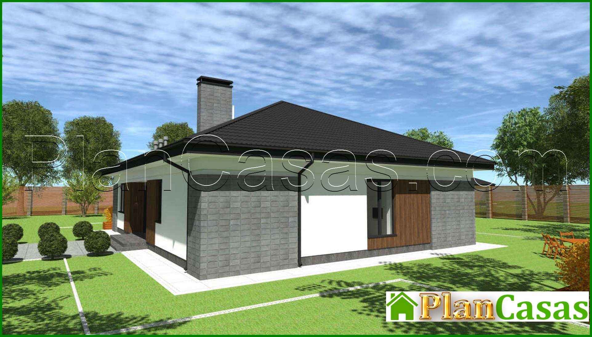 Visualization gallery - The project of a comfortable one-story house with an area of 172 sq. M. With a decor of gray stone and wooden panels