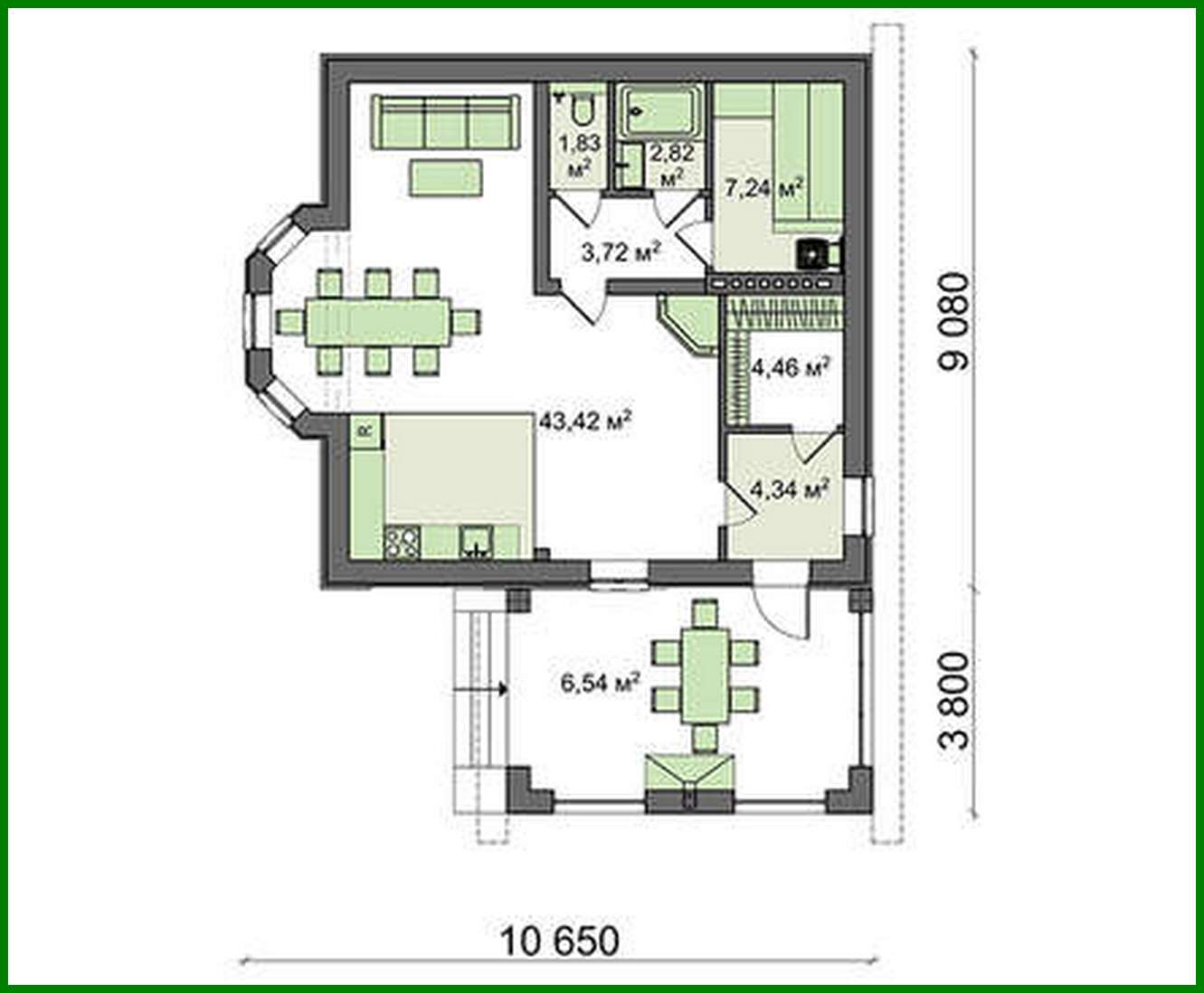 Visualization gallery - The project of a country house of 74 sq.m for a comfortable stay