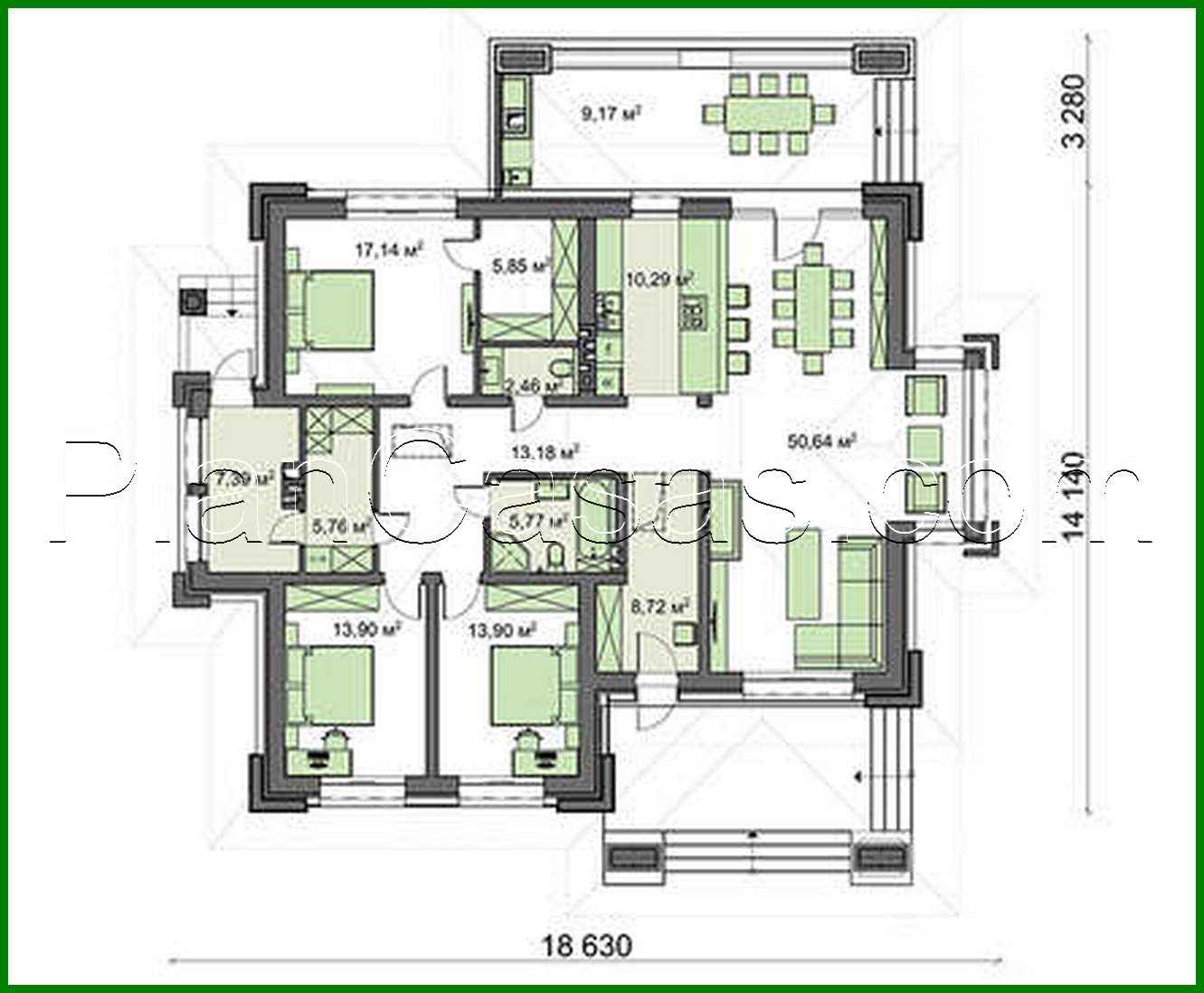 Visualization gallery - The project of a compact house with an area of 164 square meters. m with three private bedrooms