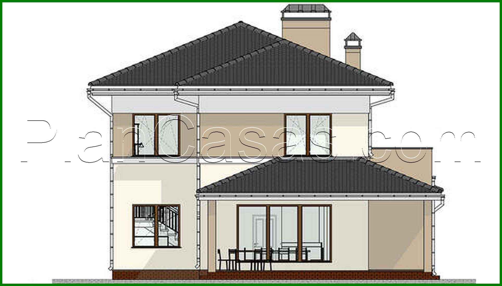 Visualization gallery - Project of a two-story cottage in white and chocolate design with a total area of 178 square meters. m