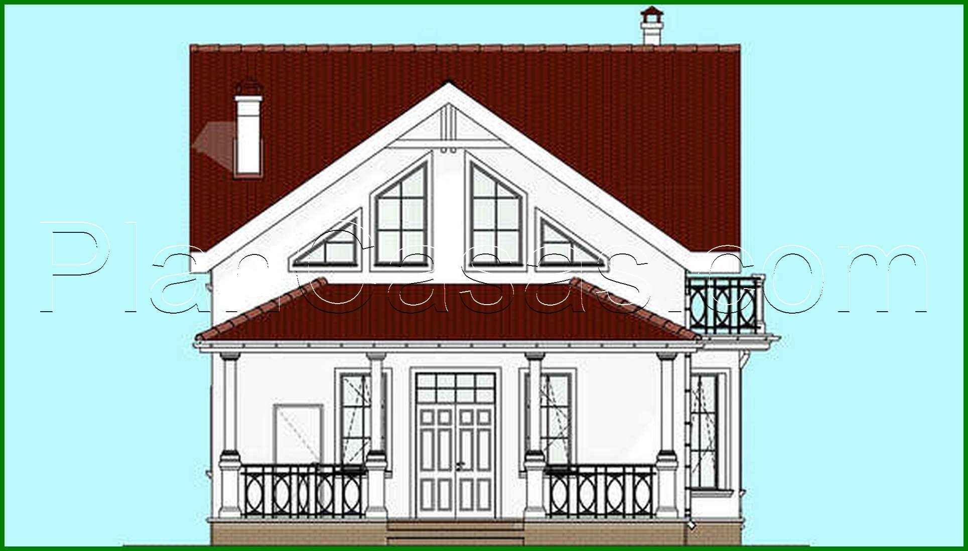Visualization gallery - The project of a snow-white house in two floors with columns and balconies with a total area of 133 square meters