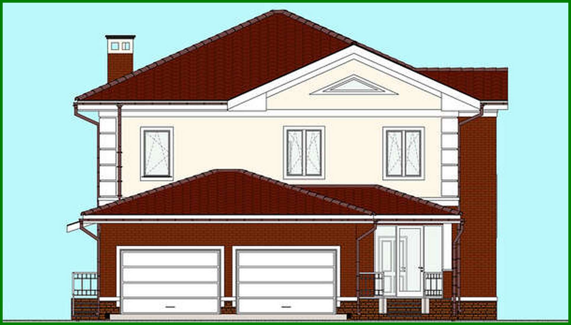 Visualization gallery - Plan of a two-story mansion with an area of 262 sq.m with a garage for two vehicles