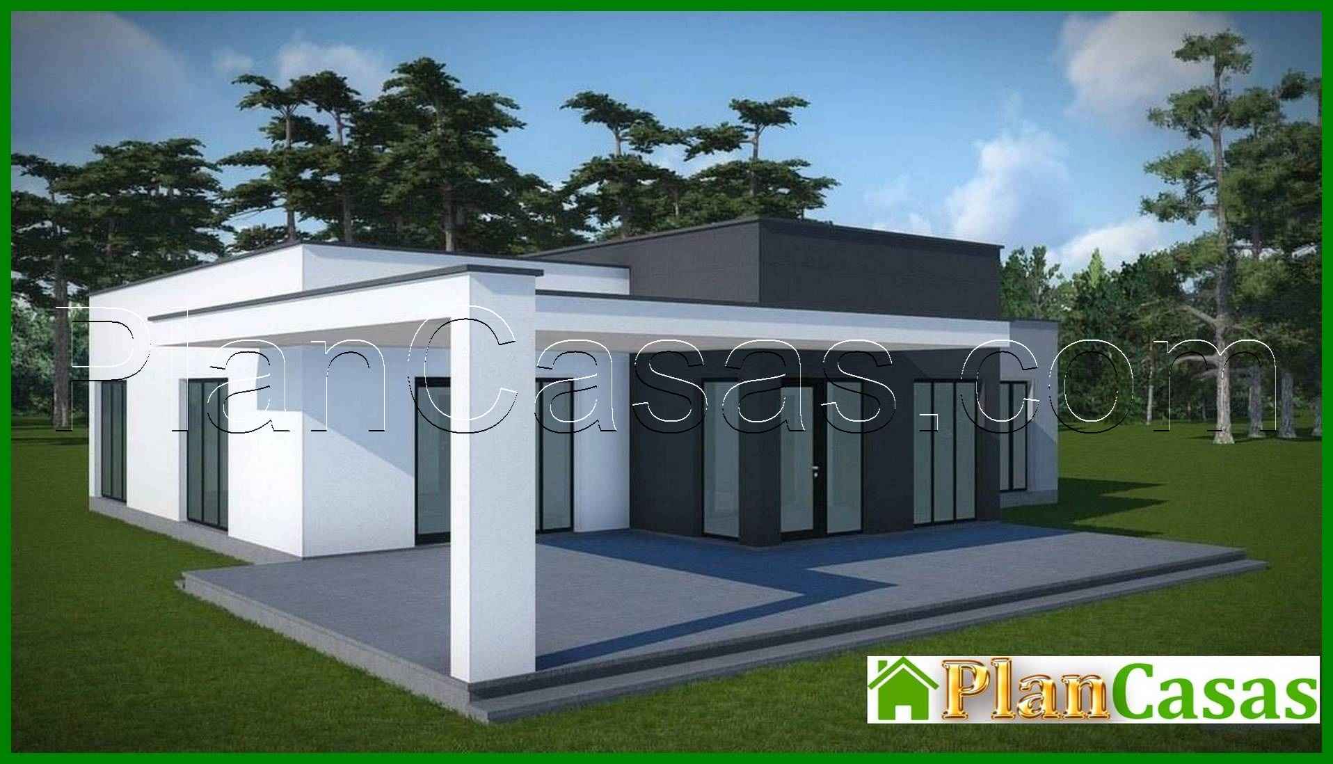 Visualization gallery - Architectural project of a one-story house with a flat roof
