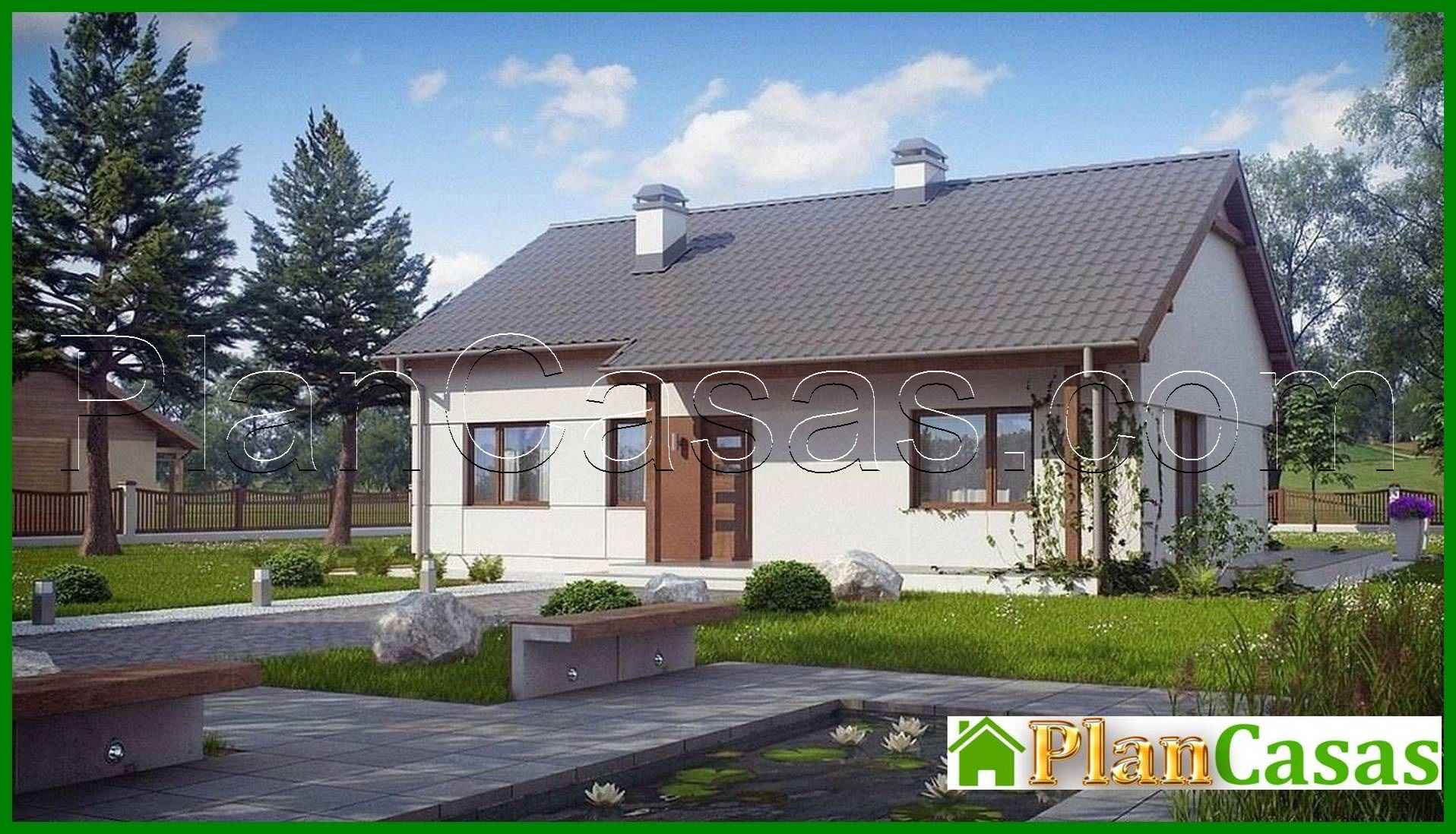 The project of a simple one-story cottage with an attic house plan