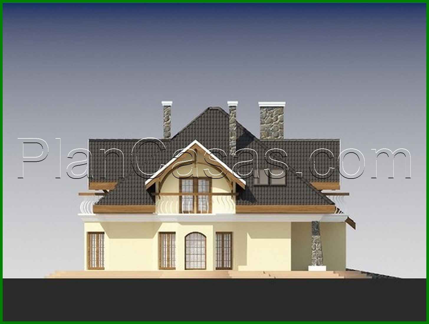 Visualization gallery - Classic beautiful cottage with a cute balcony