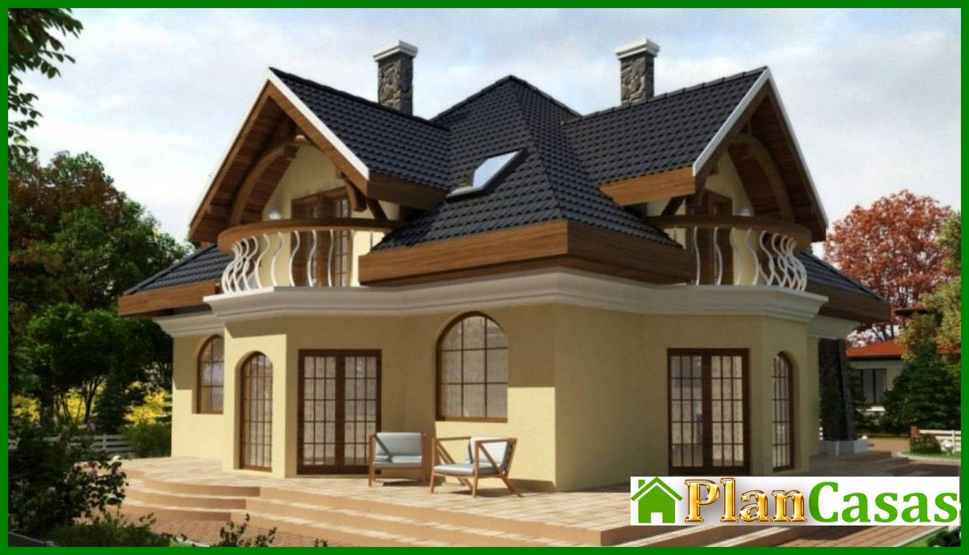 Visualization gallery - Classic beautiful cottage with a cute balcony