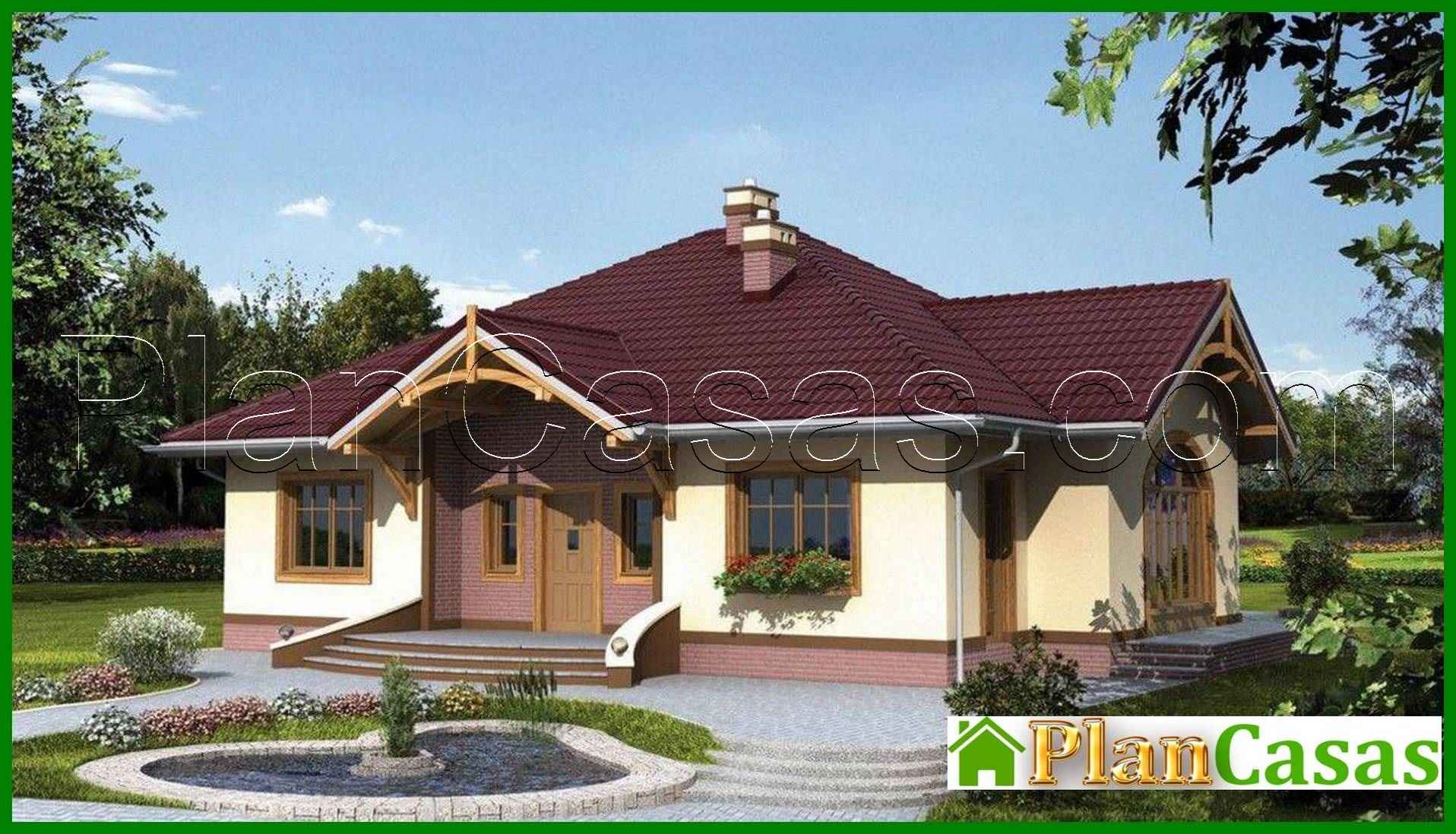 One storey house with a sloping roof house plan