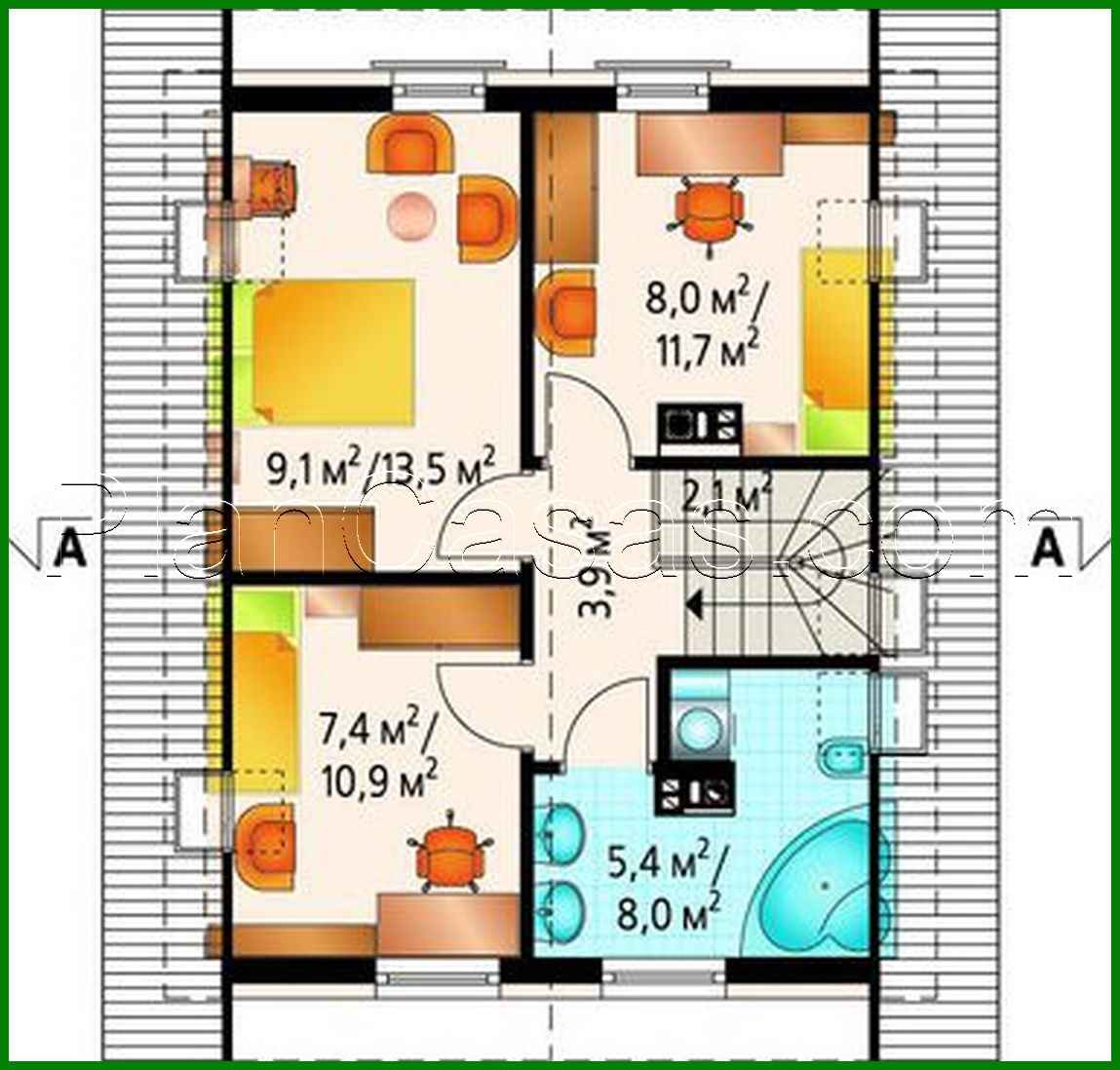 Visualization gallery - Attic cottage with dimensions 8 to 8