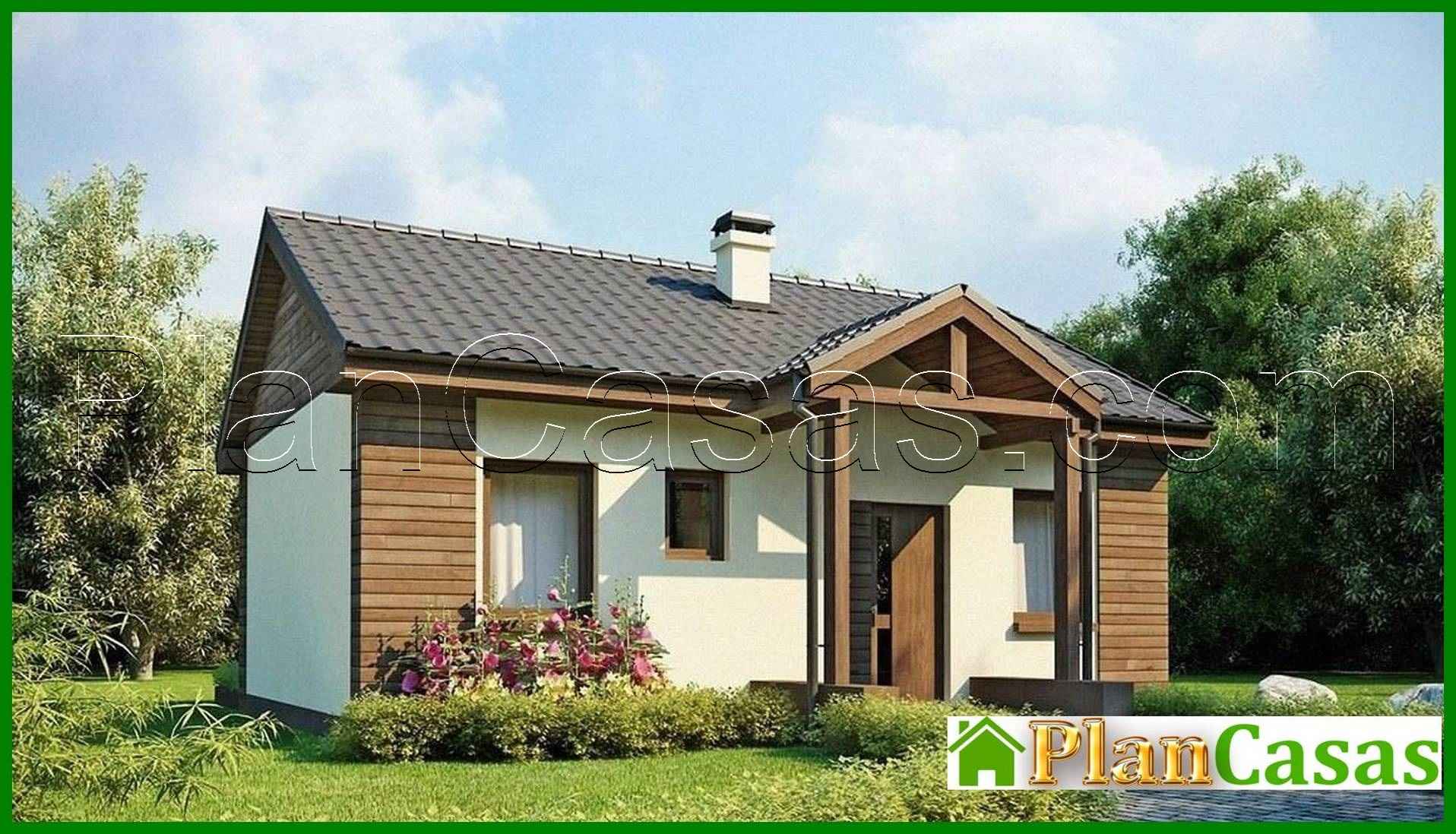 The project of a small one-story economical house with a gable roof house plan