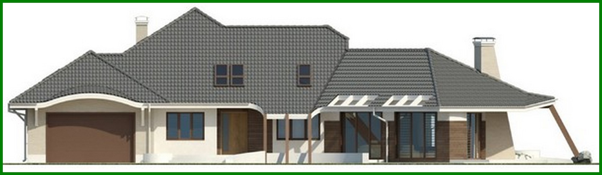 Visualization gallery - The project of a large original chic mansion with a garage for 2 cars