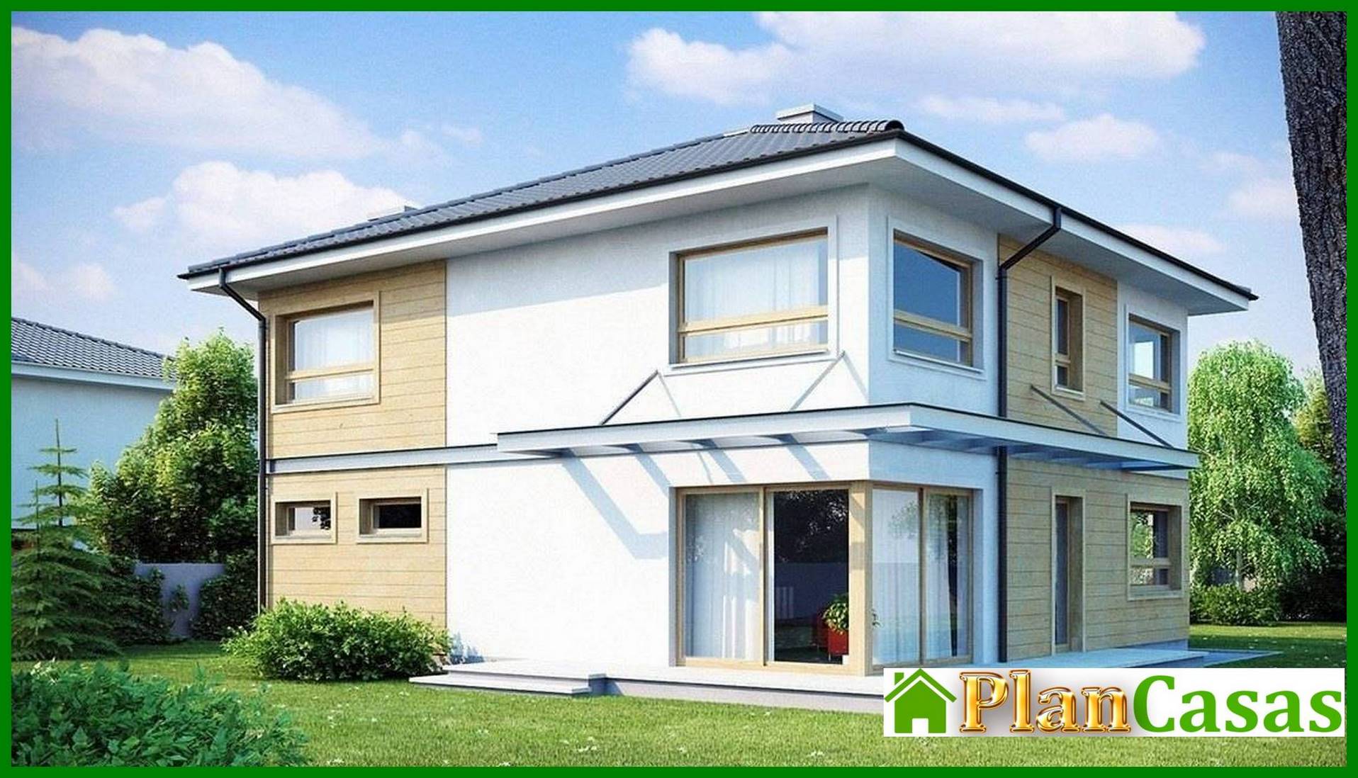 Visualization gallery - The project of a two-story house with an extended garage for two cars