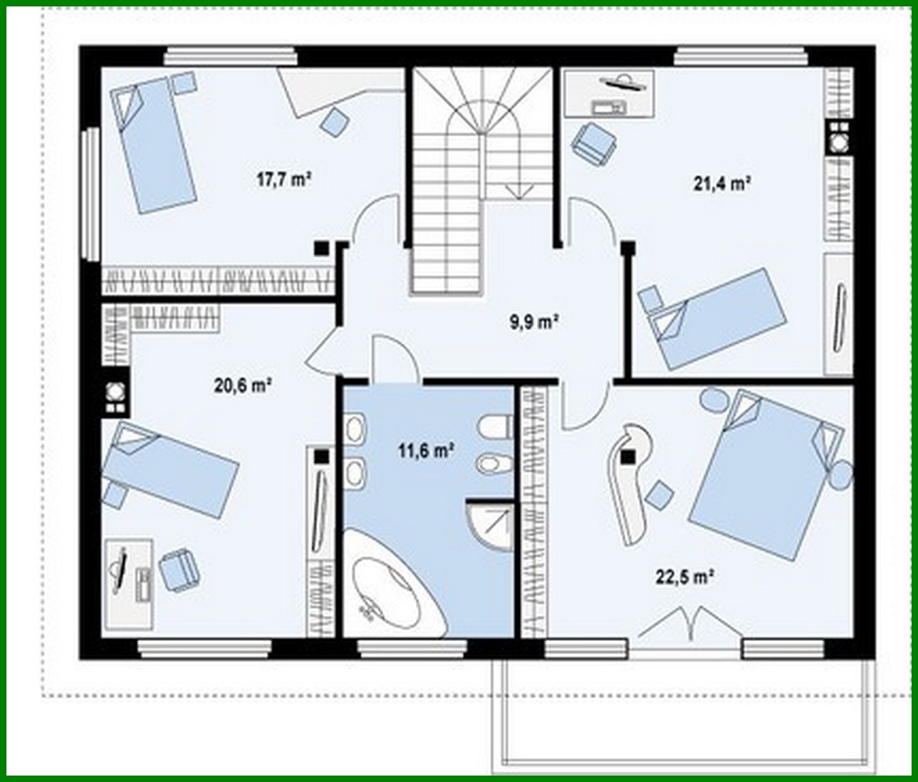 Visualization gallery - The project of a two-story cottage with a garage for one car