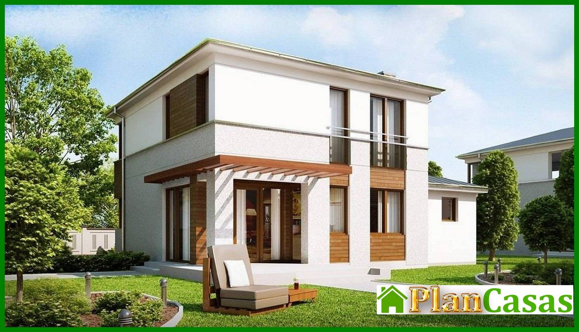 Visualization gallery - Project of a two-story modern house with three bedrooms and a garage