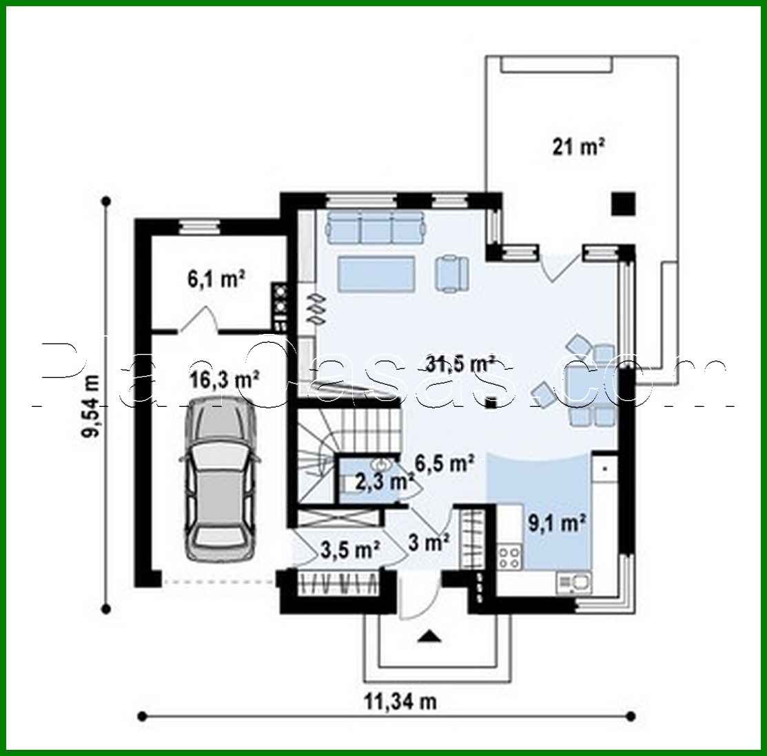 Visualization gallery - Project of a two-story modern house with three bedrooms and a garage