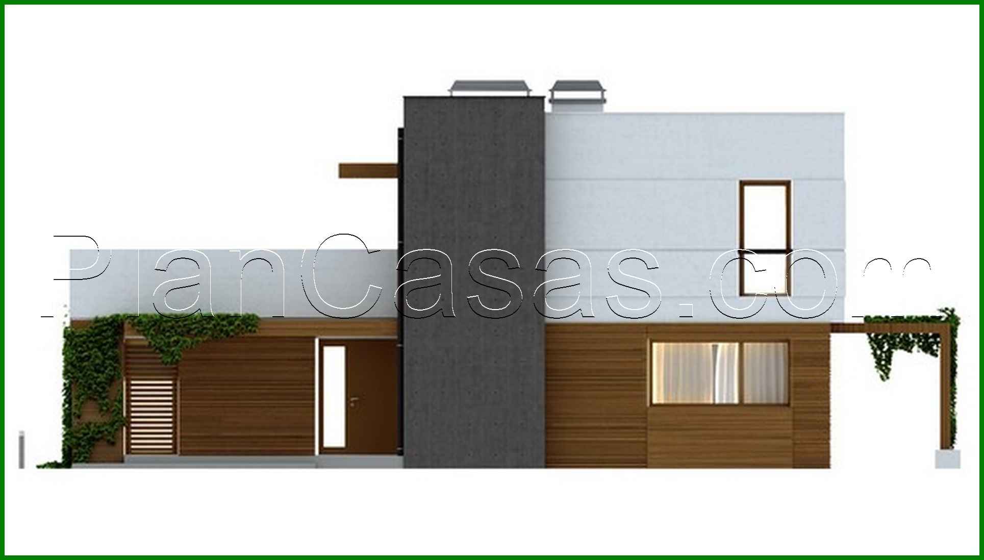 Visualization gallery - Project of a modern cottage with a terrace and a garage for 2 cars