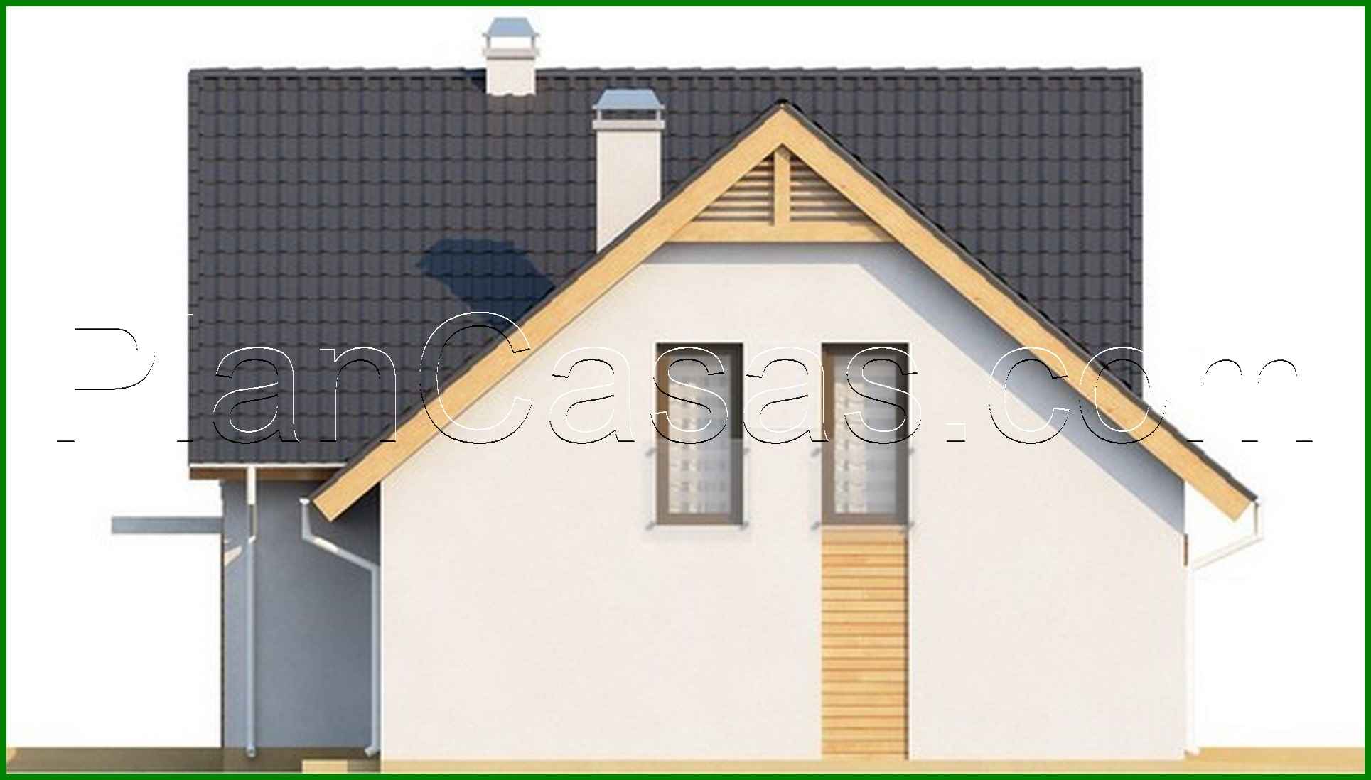 Visualization gallery - Project of a cottage with skylights and frontal garage