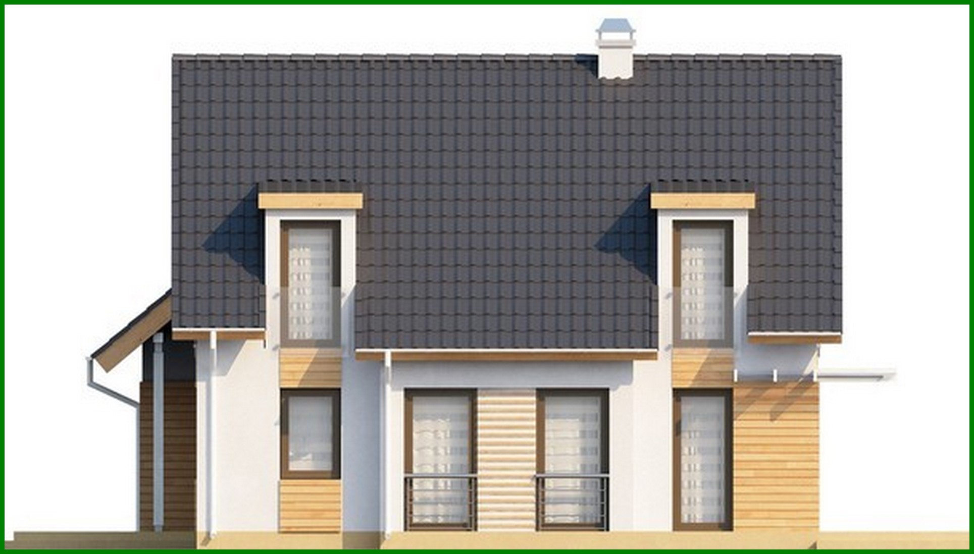 Visualization gallery - Project of a cottage with skylights and frontal garage