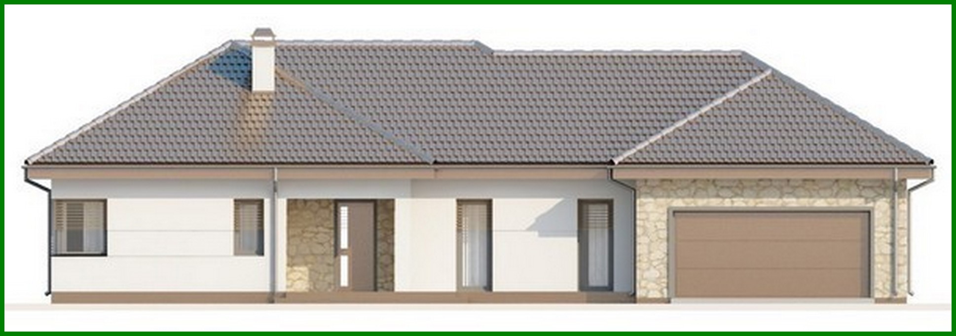 Visualization gallery - The project of a one-story cottage with a garage for two cars and utility room