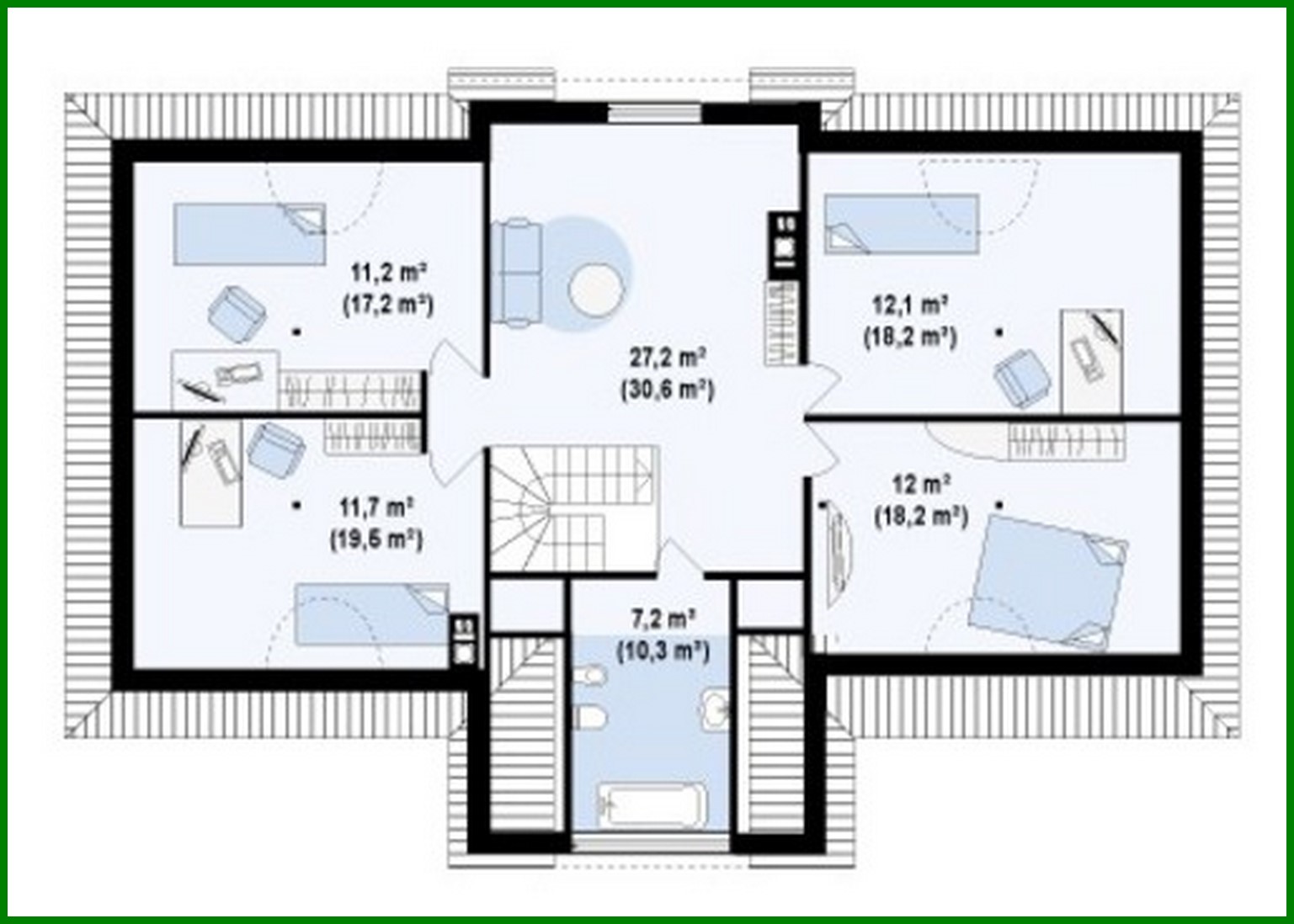 Visualization gallery - Retro style house project with four-pitched roof