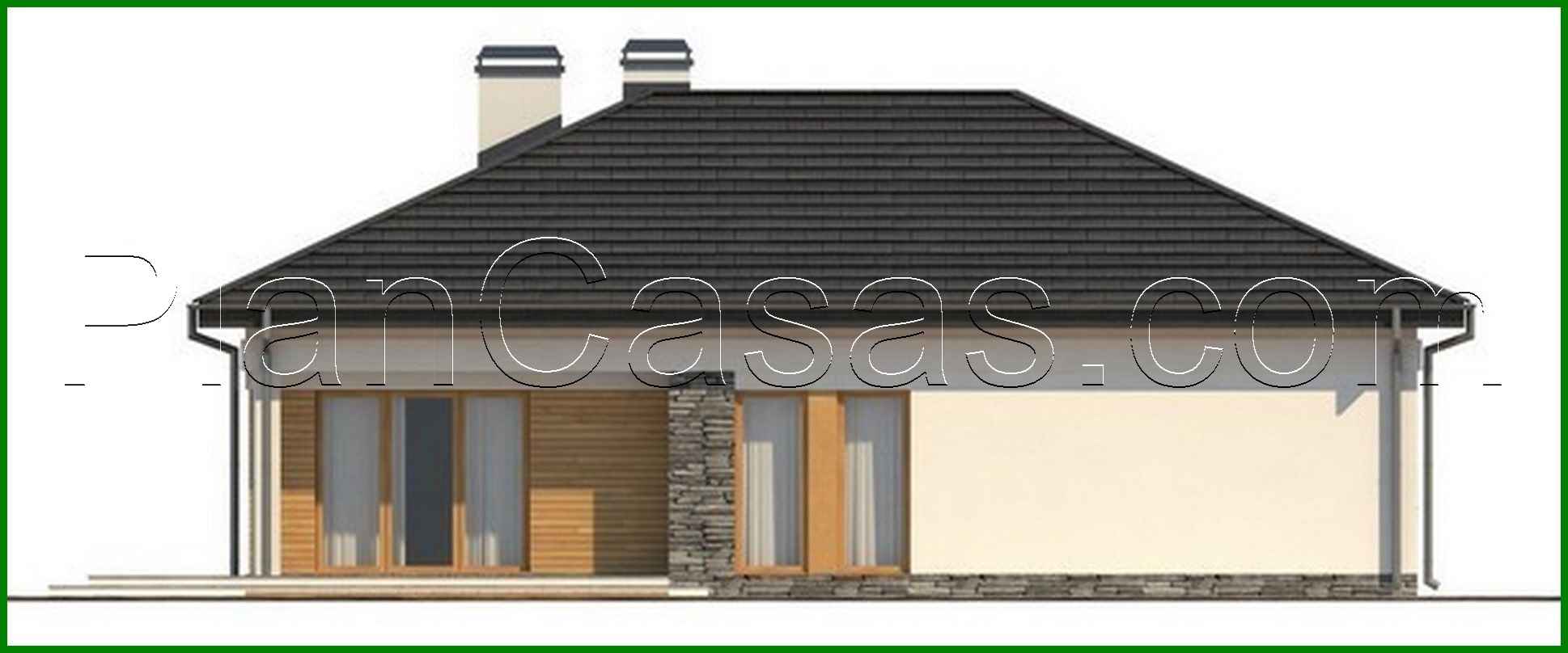 Visualization gallery - Project of a functional one-story cottage with a garage for 2 cars