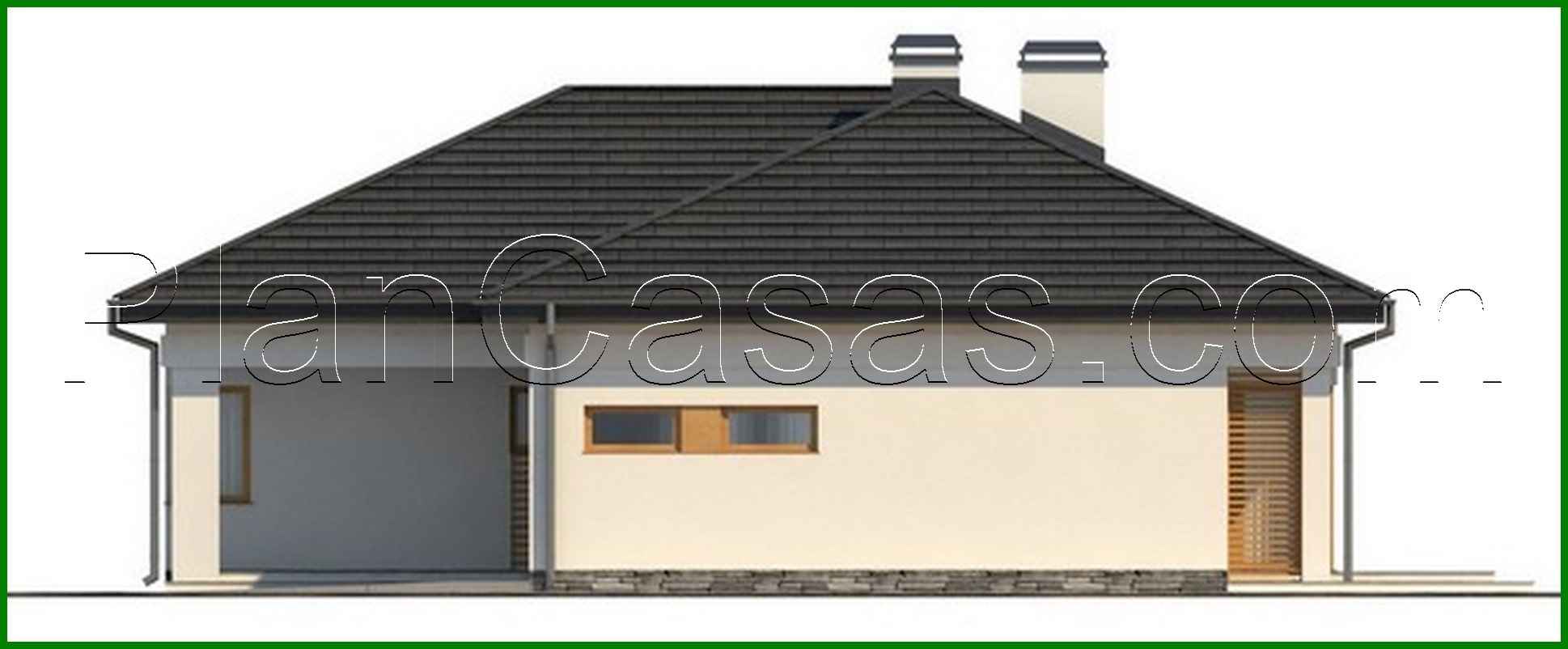 Visualization gallery - Project of a functional one-story cottage with a garage for 2 cars