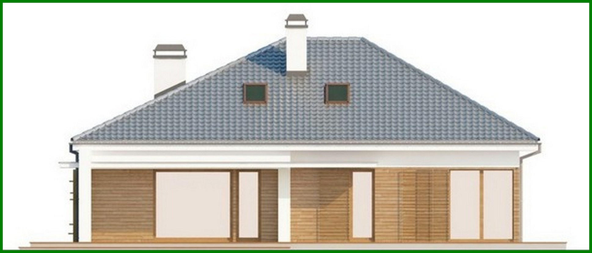 Visualization gallery - The project of a one-story classic cottage with a garage and an attic