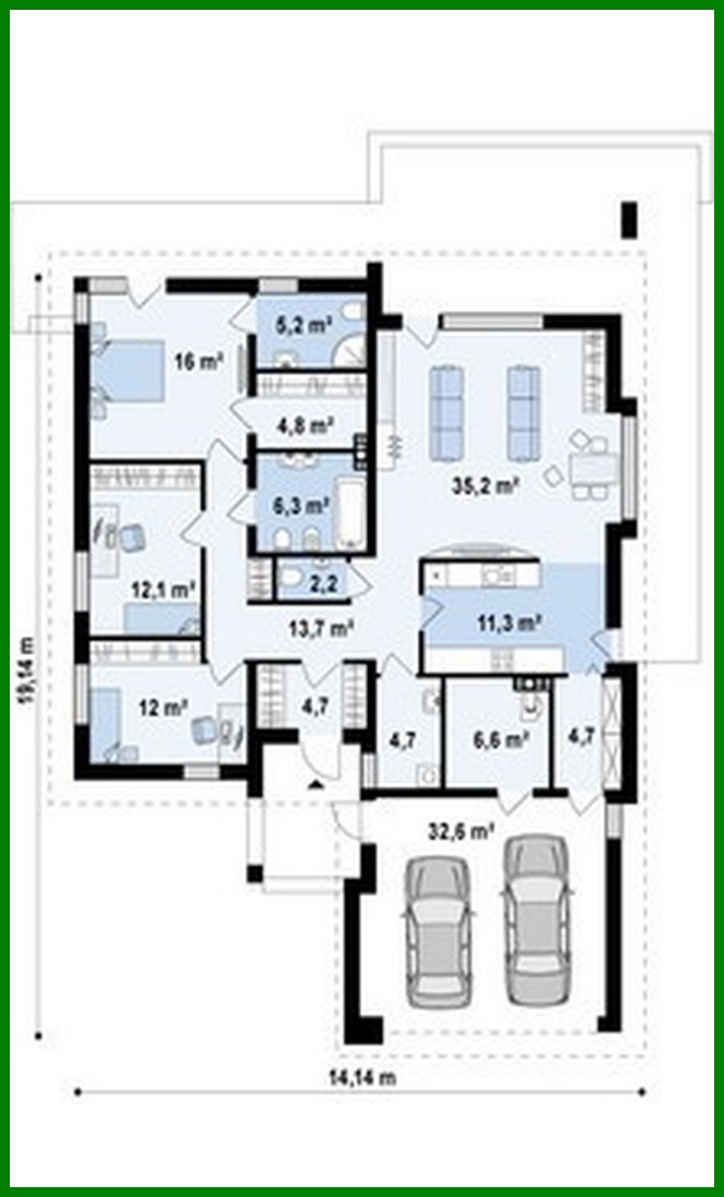 Visualization gallery - The project of a one-story classic cottage with a garage and an attic