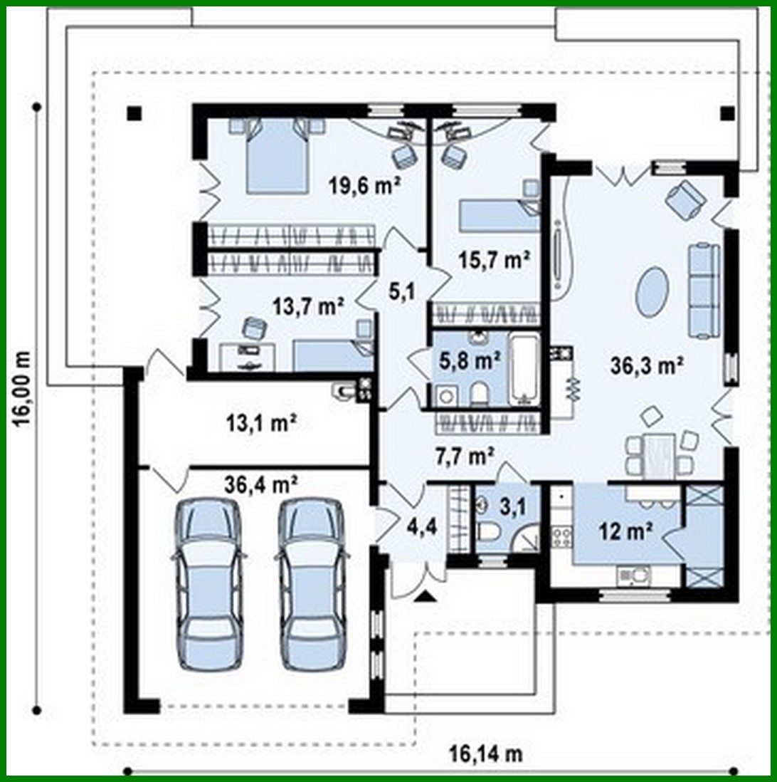 Visualization gallery - A project of a cozy country cottage with an attic and a garage for 2 cars