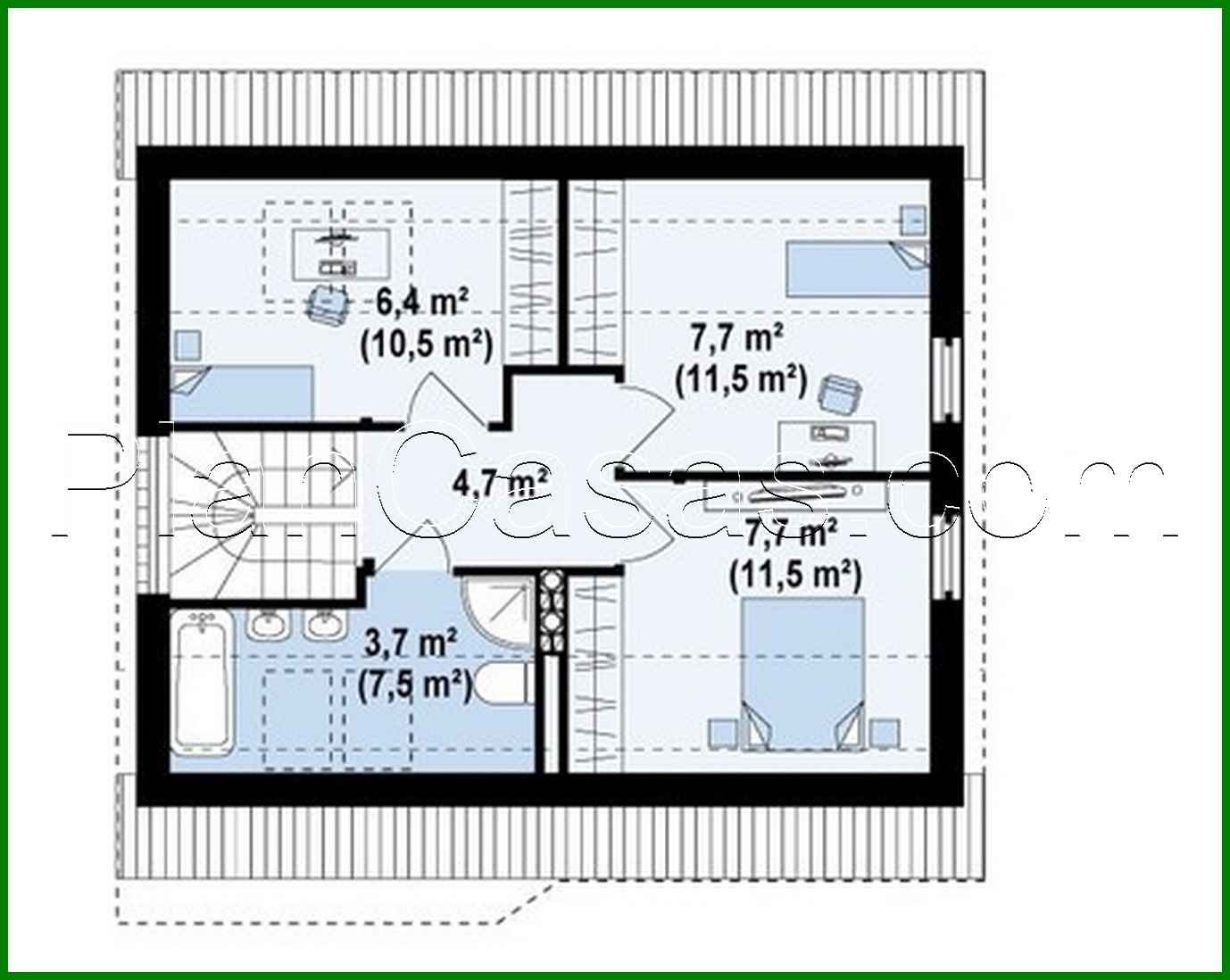 Visualization gallery - Project of a small house with a gable roof attic