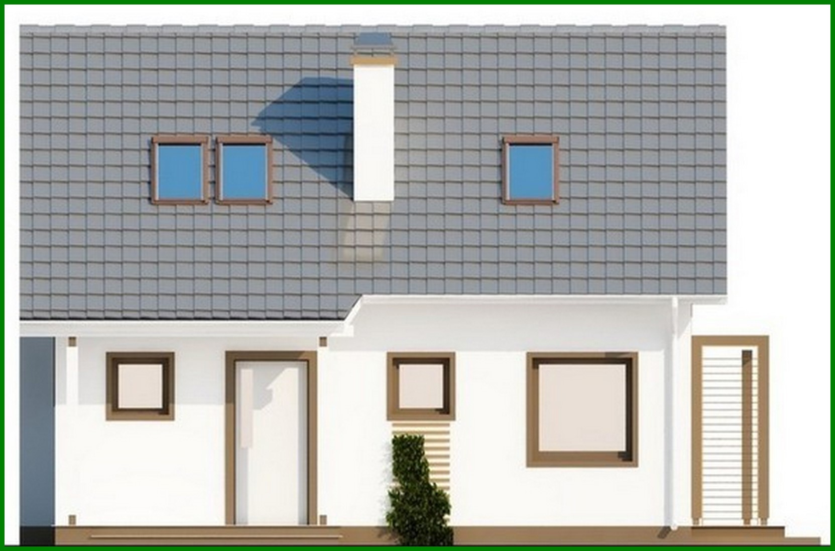 Visualization gallery - The project of a white cottage with an attic, made in the classical style