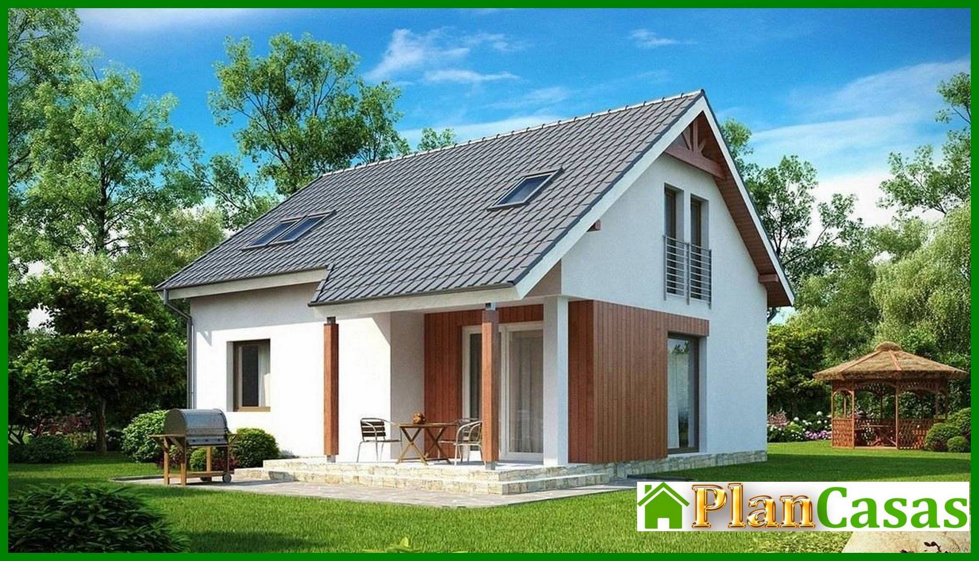 The project of a budget simple house with an attic house plan