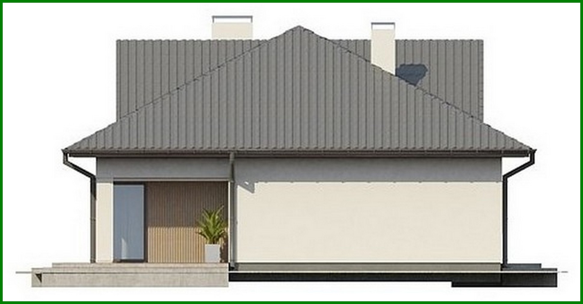 Visualization gallery - The project of a one-story cottage with an original facade and a four-pitched roof