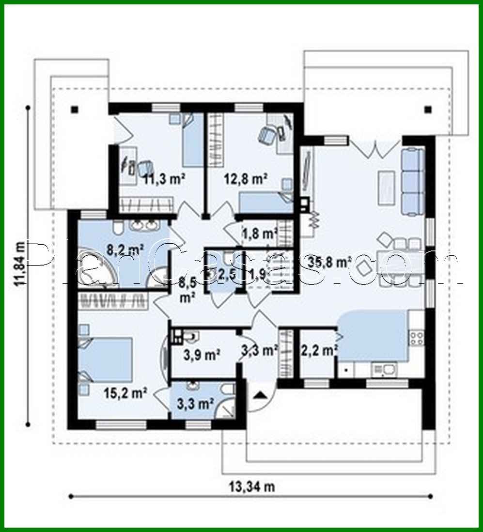 Visualization gallery - The project of a one-story cottage with an original facade and a four-pitched roof