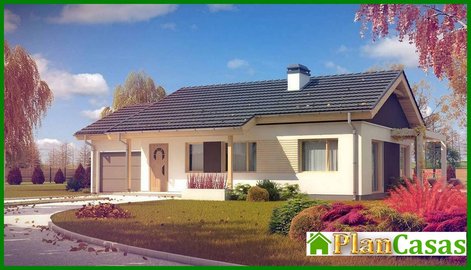 Visualization gallery - The project of a comfortable classic one-story house with a garage