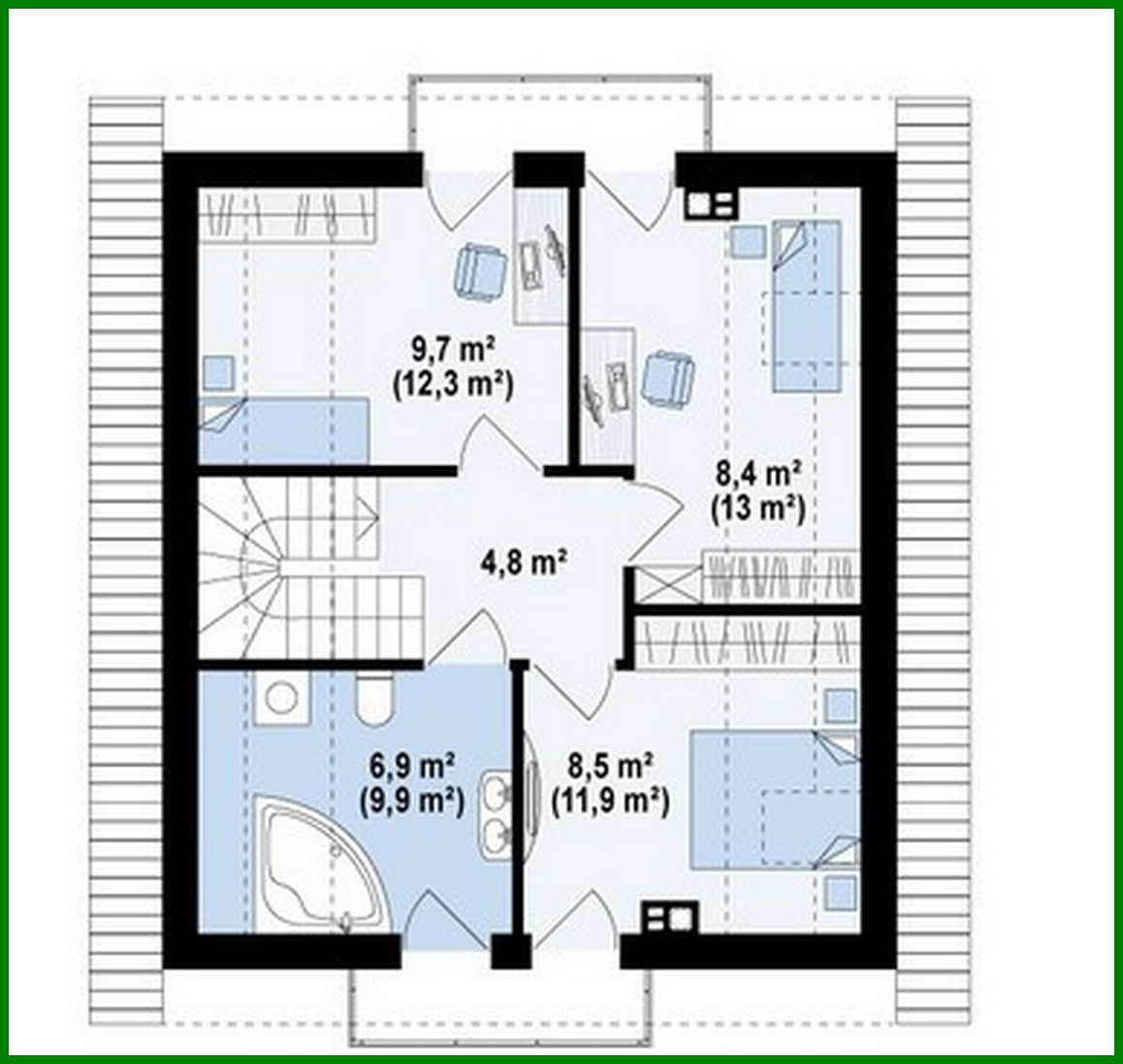 Visualization gallery - The project of a small neat country house with an attic and a gable roof