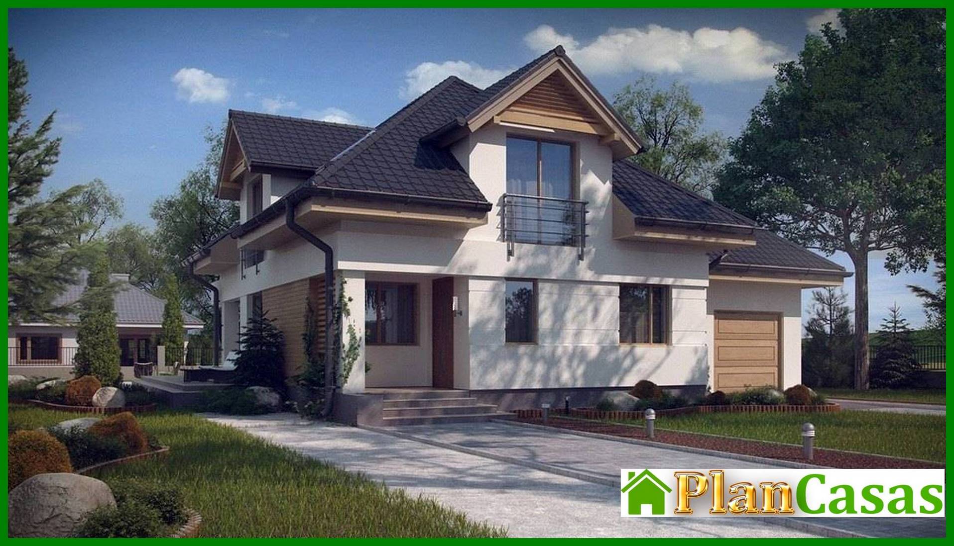 Visualization gallery - Project of a beautiful house with an attic and a garage