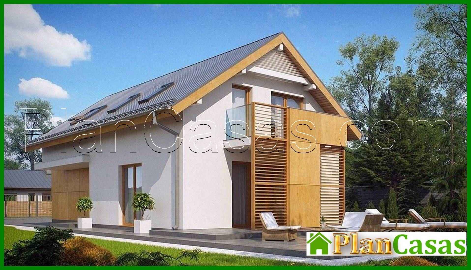 Project of a house with an attic and a garage for a narrow plot house plan