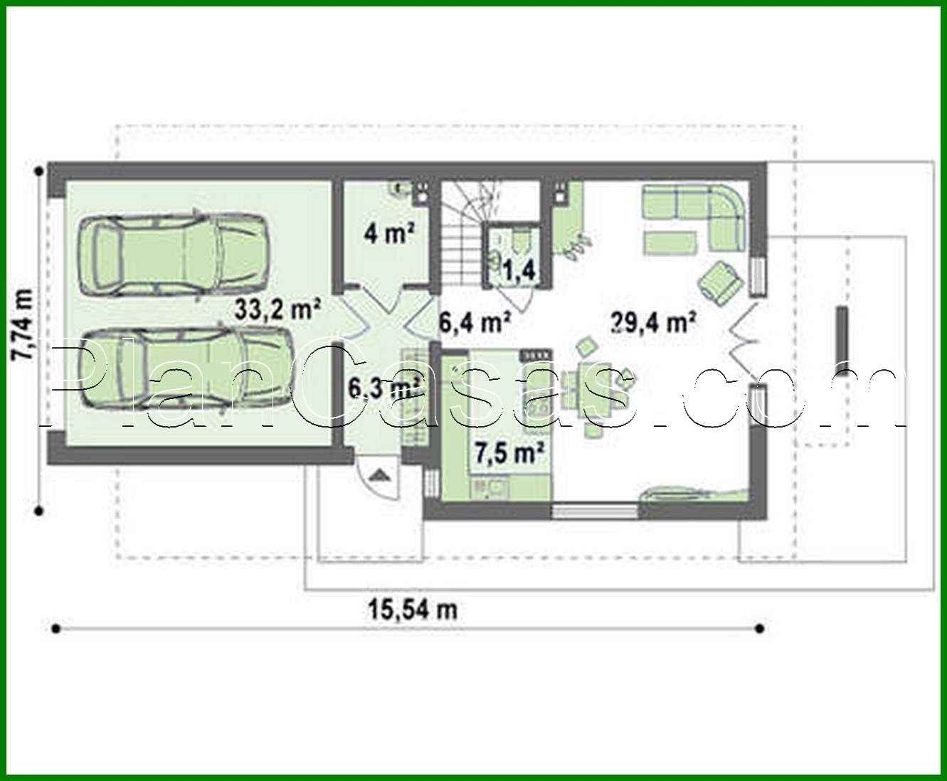 Visualization gallery - Project of a house with an attic and a garage for a narrow plot