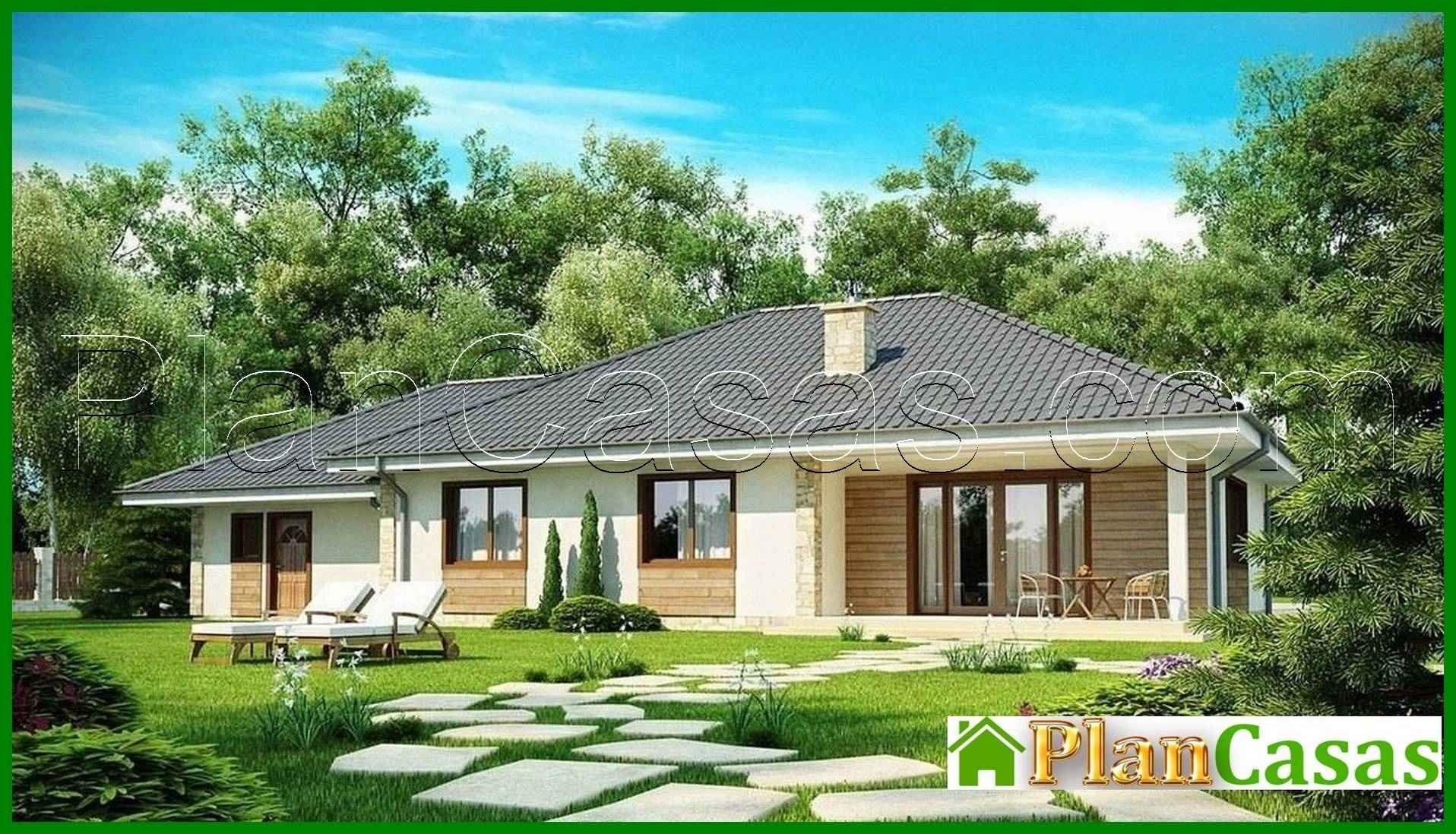 Single-storey house project with a large garage house plan