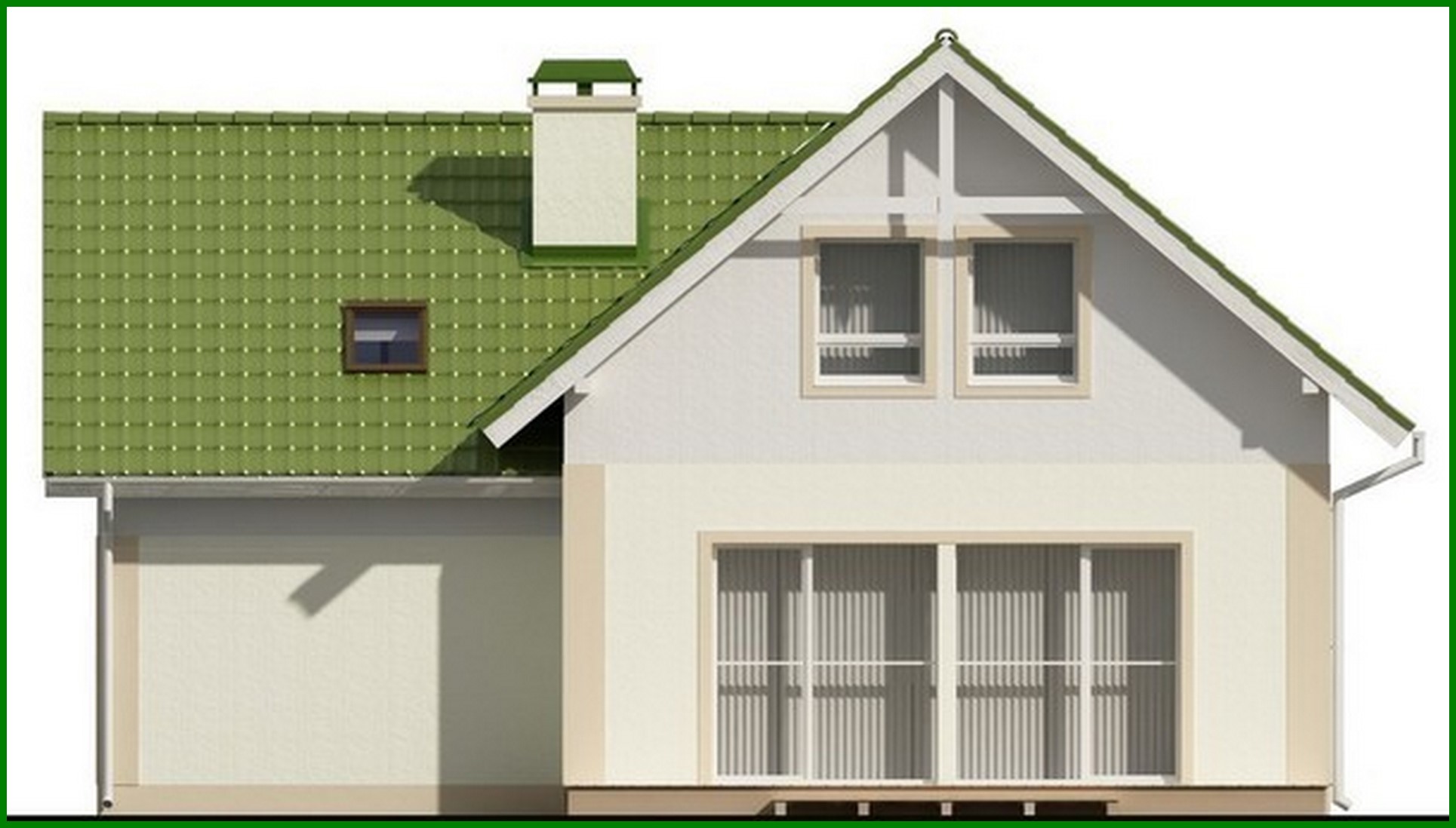 Visualization gallery - One-storey house project with attic, garage and green roof