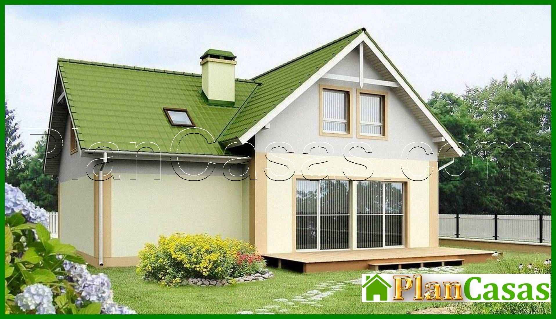 Visualization gallery - One-storey house project with attic, garage and green roof