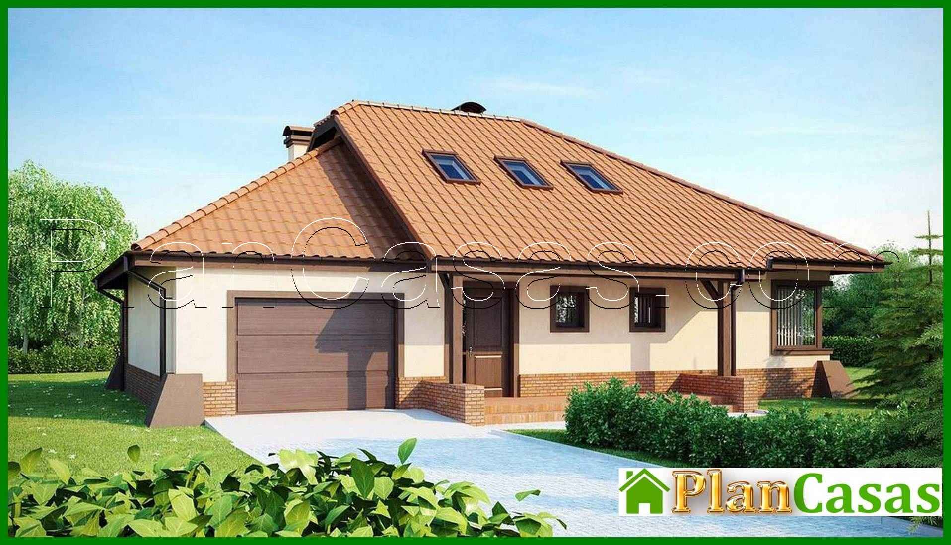 House project with garage, corner terrace house plan