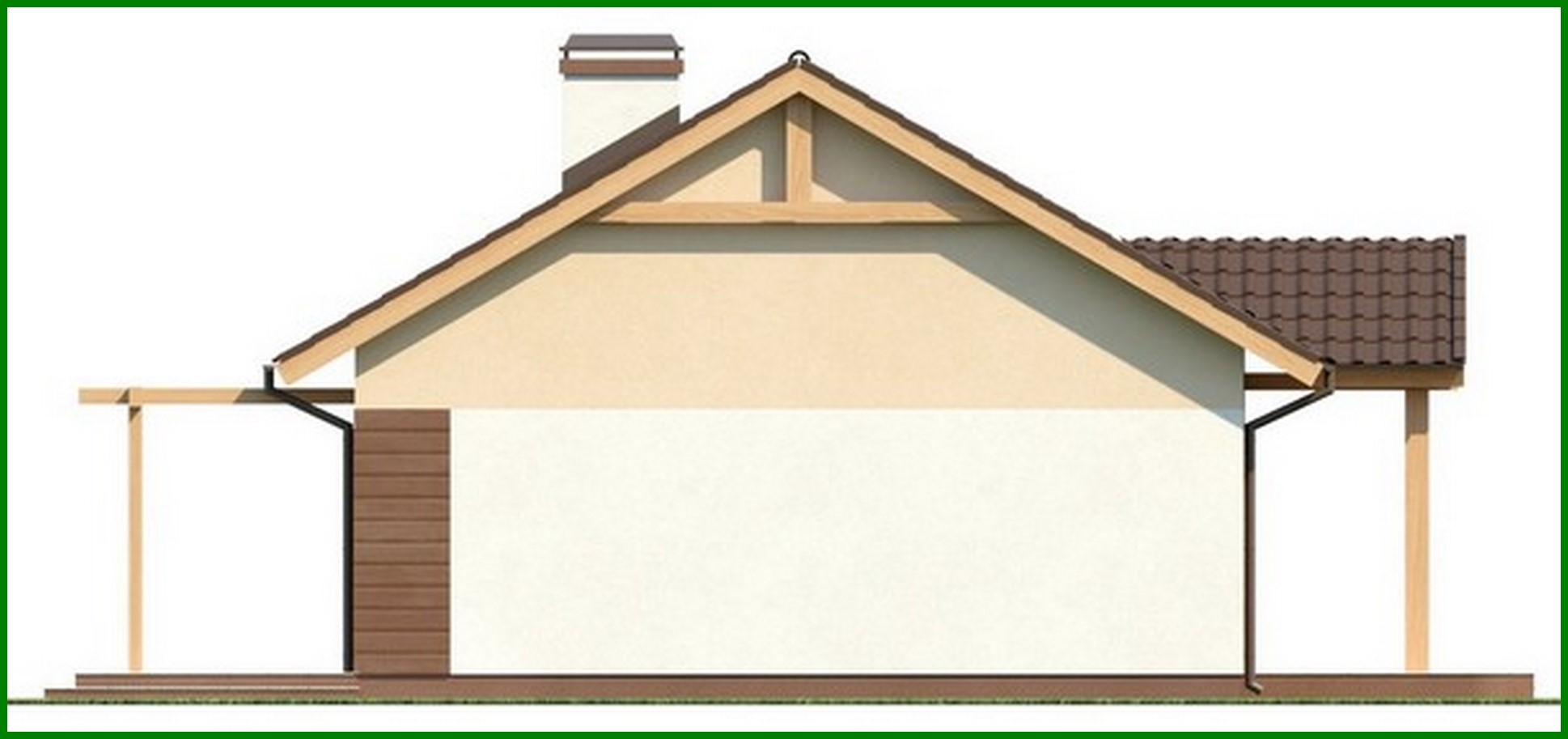 Visualization gallery - The project of a simple one-story house, made in the classical style with a gable roof