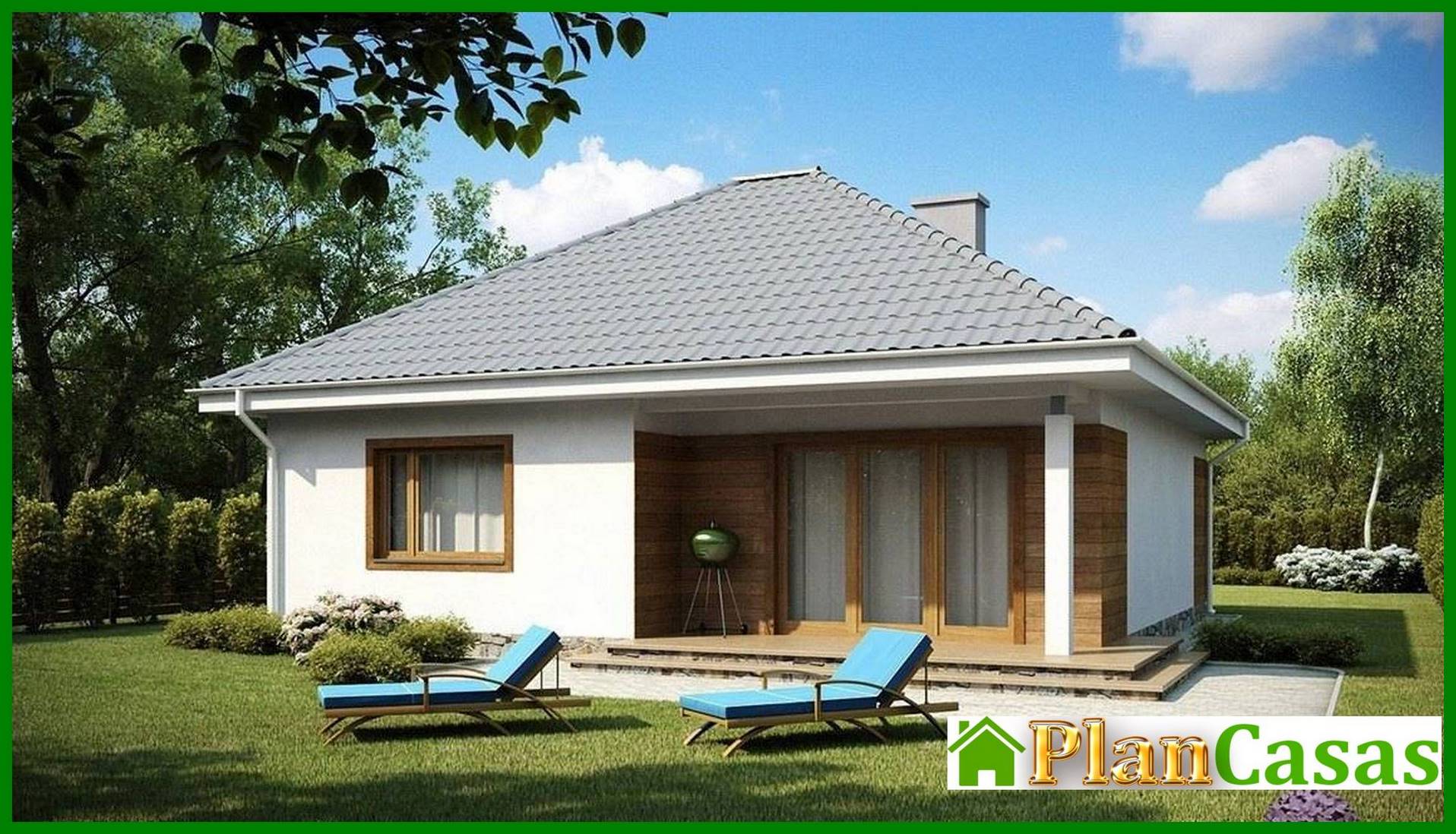 One-storey house project with a covered terrace house plan