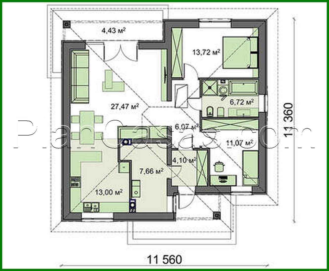 Visualization gallery - One-storey house project with a covered terrace