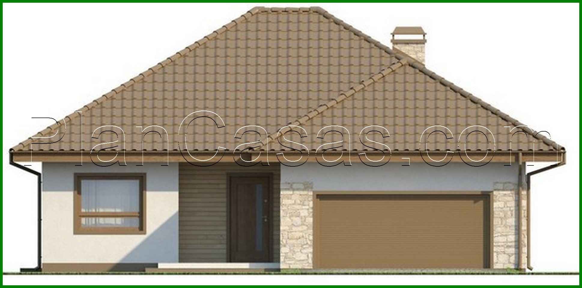 Visualization gallery - The project of a large one-story cottage with a garage for two cars