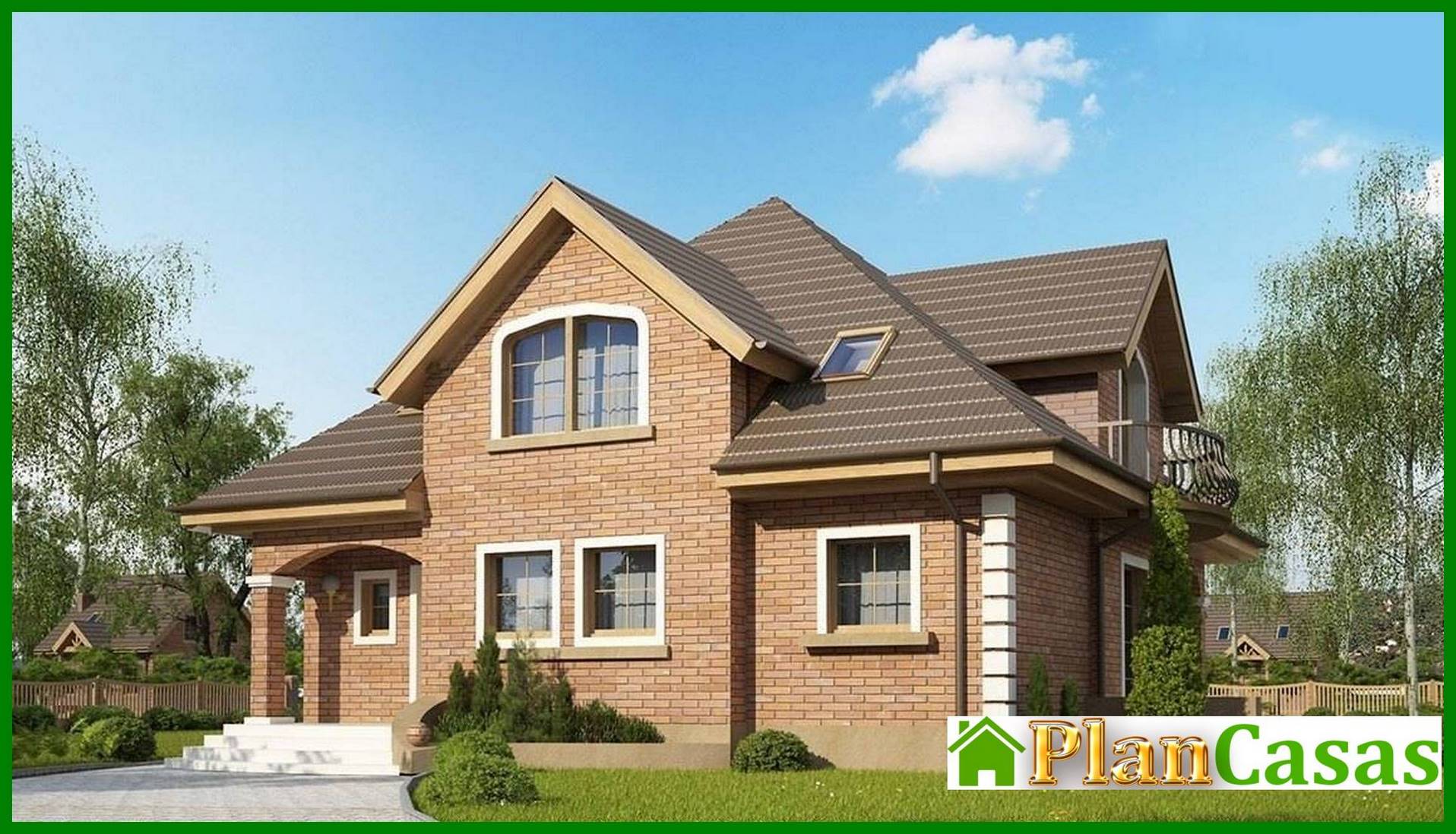 Visualization gallery - The project of a cottage with an attic and a brick facade