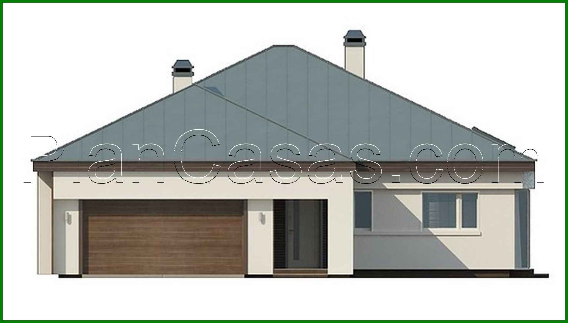 Visualization gallery - The project of a one-story cottage with a garage and a brick facade